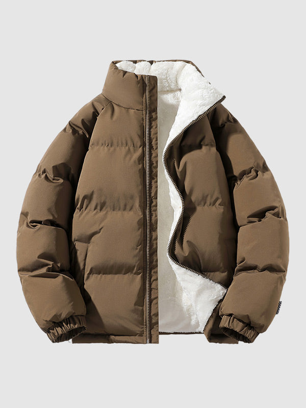 Gepolsterte Herren-Winterjacke – Warmer Mantel mit Stehkragen und Futter