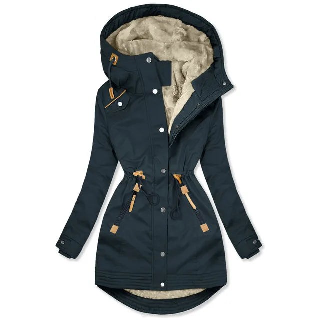 Damen-Wintermantel – Warmer Parka mit Fleece-Futter und Kapuze