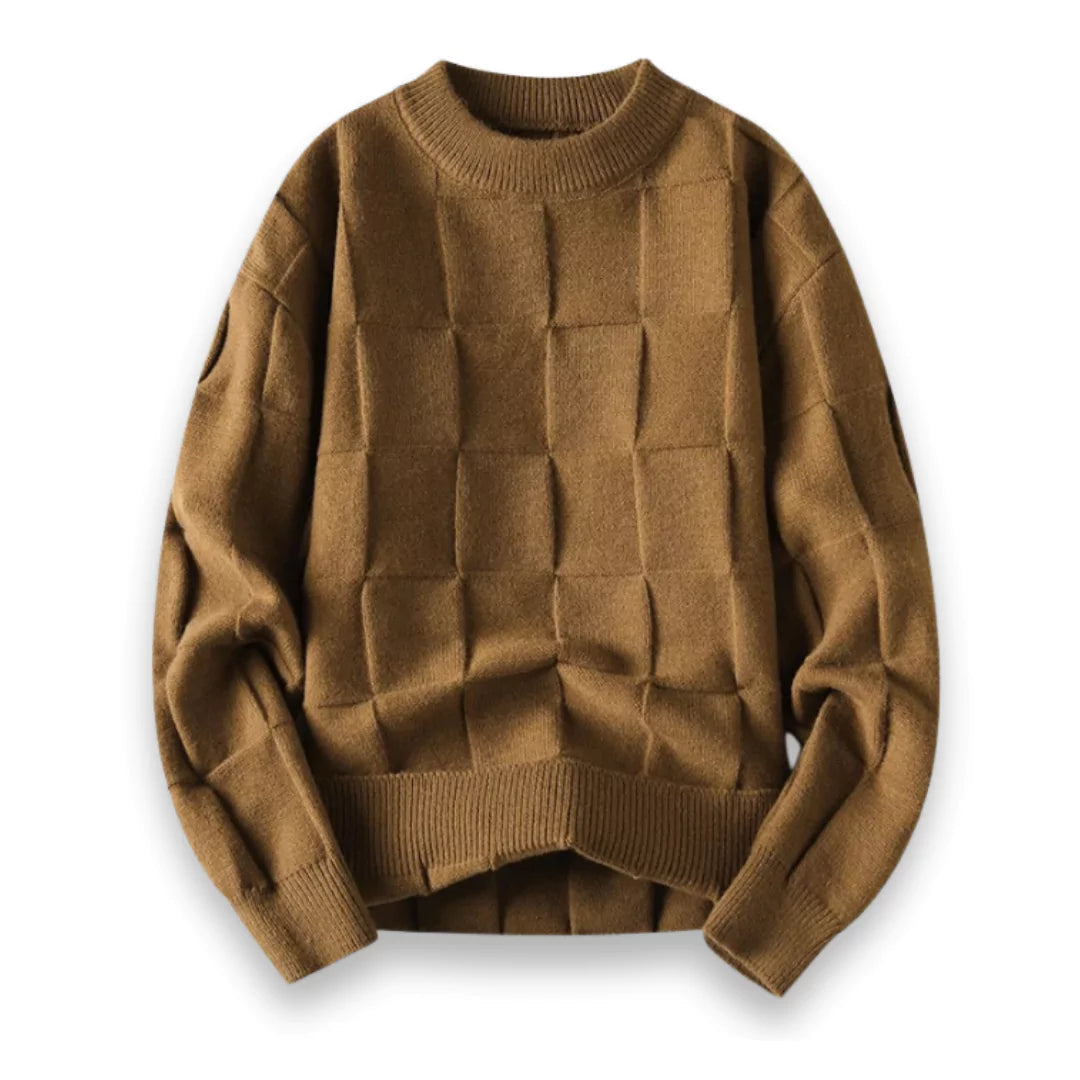 Pull homme à motif structuré – Pull moderne en maille à col rond