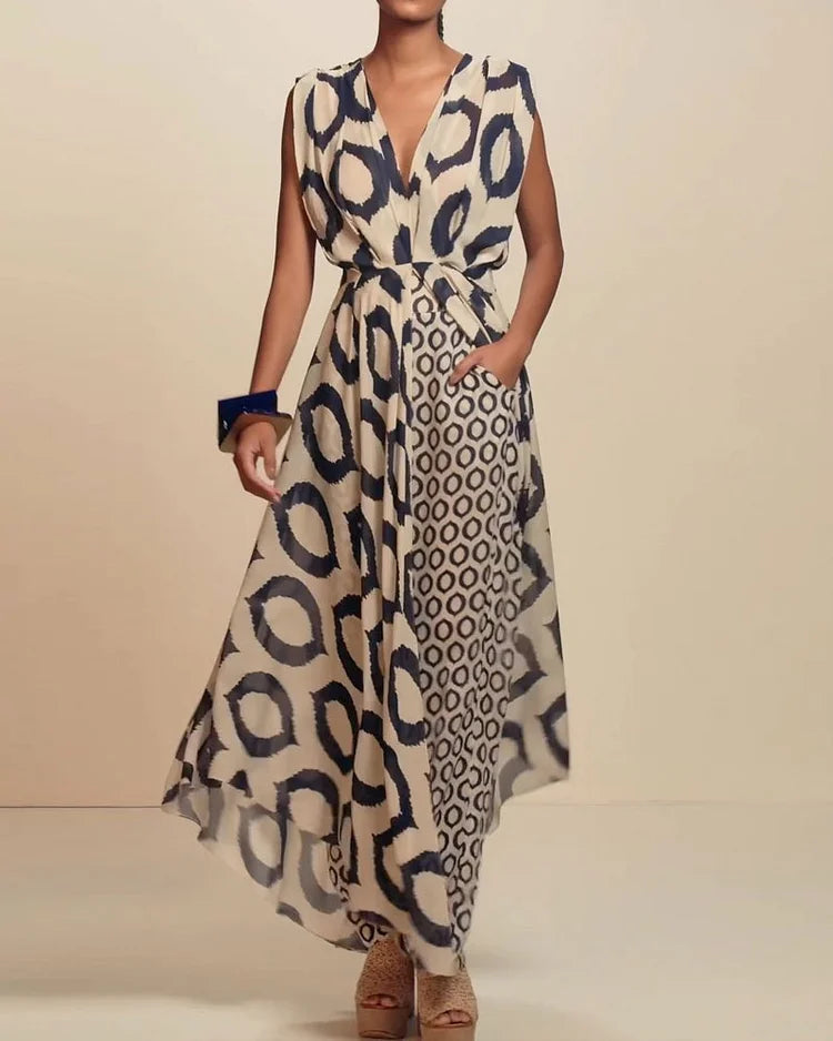 Zweiteiliges ärmelloses Set mit Print und hoher Taille