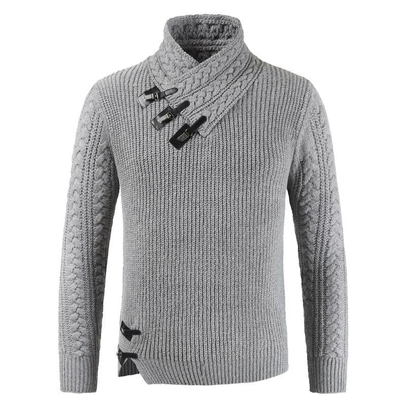 Pull homme à col montant avec fermeture unique – Coupe Regular