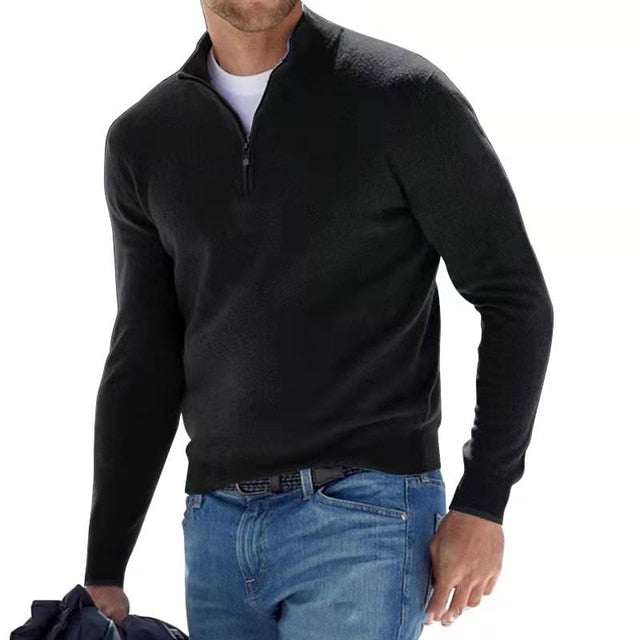 Men's Pullover with Zipped Collar Classic Style