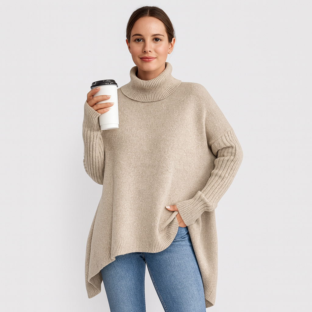 Damski oversize sweter z golfem – Miękki i elegancki krój