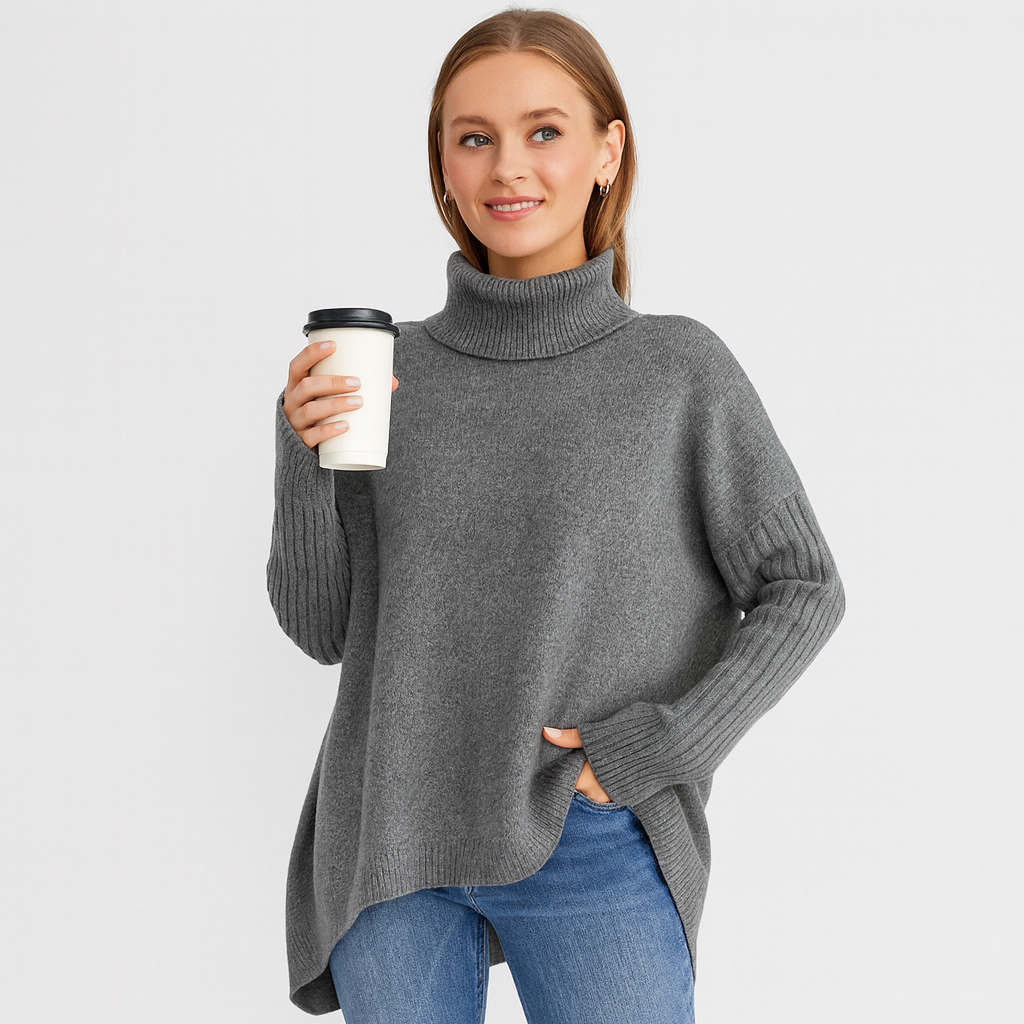 Damski oversize sweter z golfem – Miękki i elegancki krój