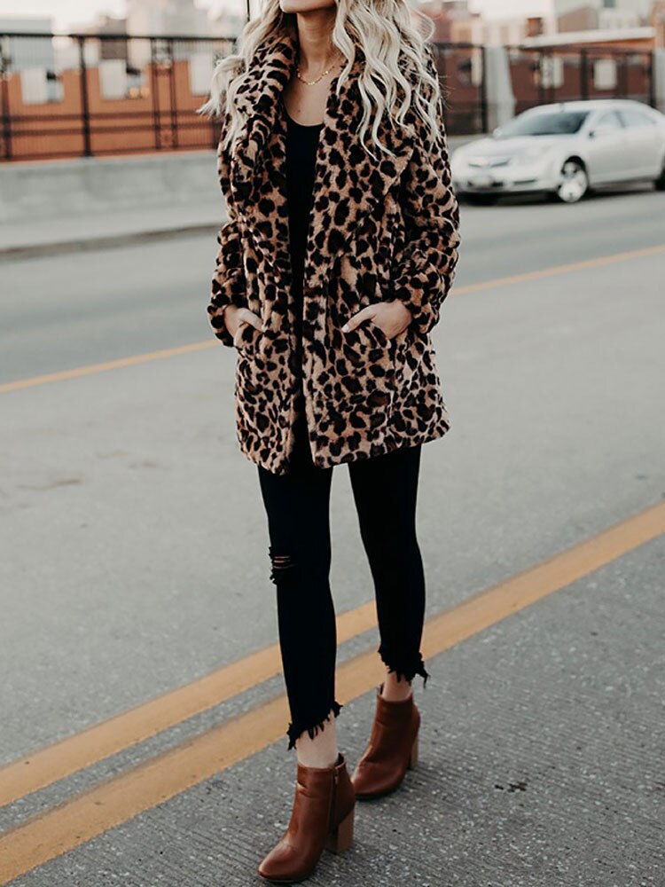 Women's Leopard Coat – Soft Jacket Faux Fur Style