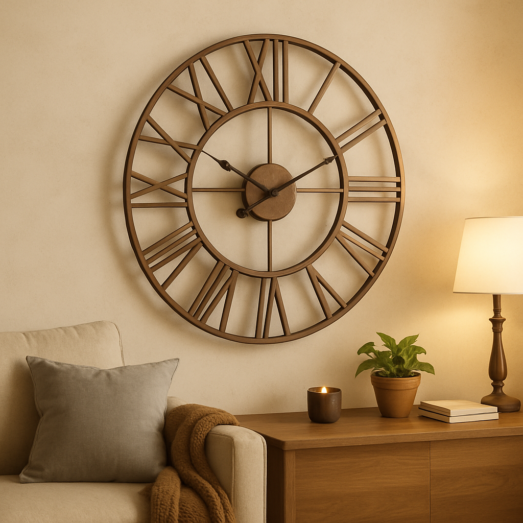 Industrielle Wanduhr mit römischen Zahlen – moderner Retro-Stil