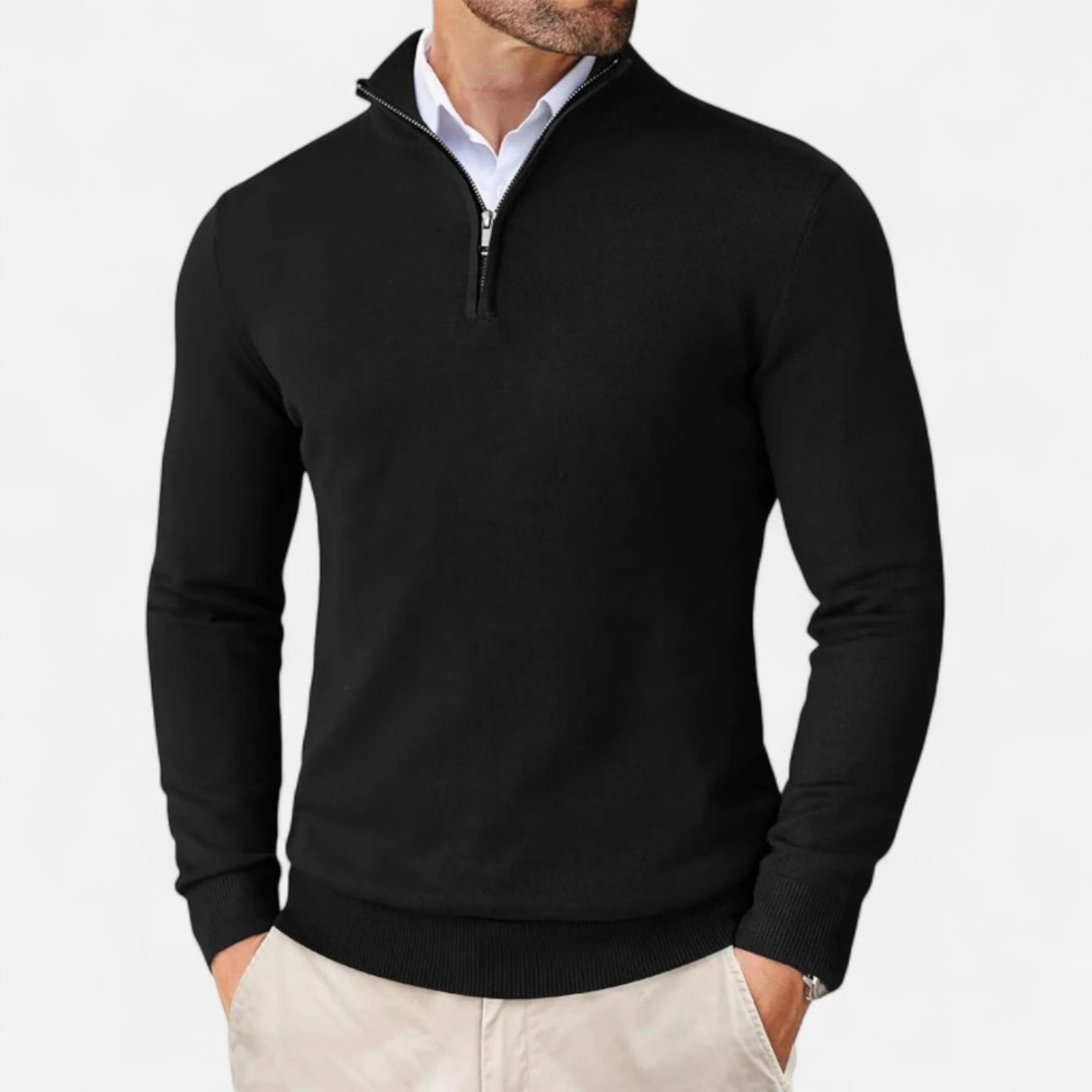 Herrenpullover mit halbem Reißverschluss – Klassischer Pullover mit modernem Schnitt