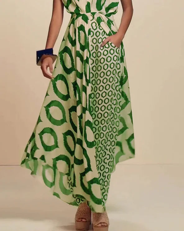 Zweiteiliges ärmelloses Set mit Print und hoher Taille