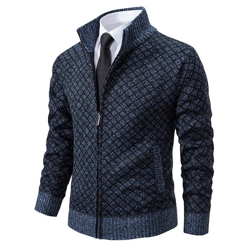 Herrenpullover aus Strick – Eleganter Pullover mit Reißverschluss und klassischem Muster