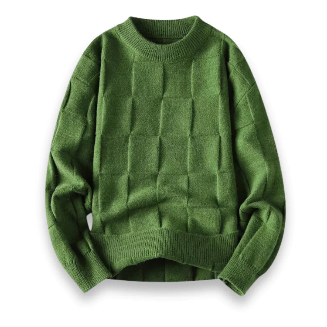 Pull homme à motif structuré – Pull moderne en maille à col rond