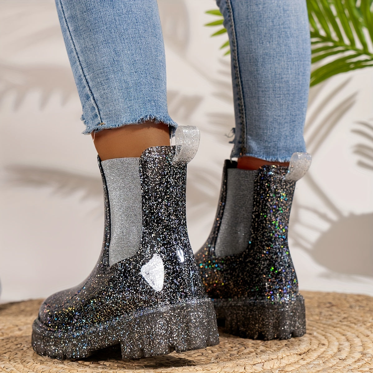 Chelsea Regenstiefel Damen – Wasserdichte Stiefeletten mit dicker Sohle