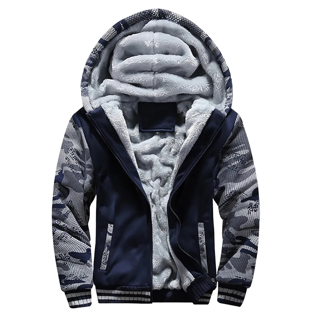 Men's Warm Hoodie Jacket – Comfortable Lined Winter Coat with Hood