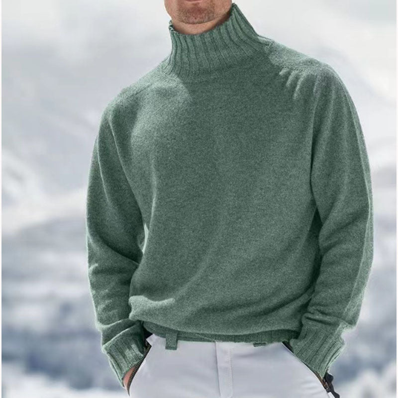 Herrenpullover mit Stehkragen, Rippstrick und bequemer Passform