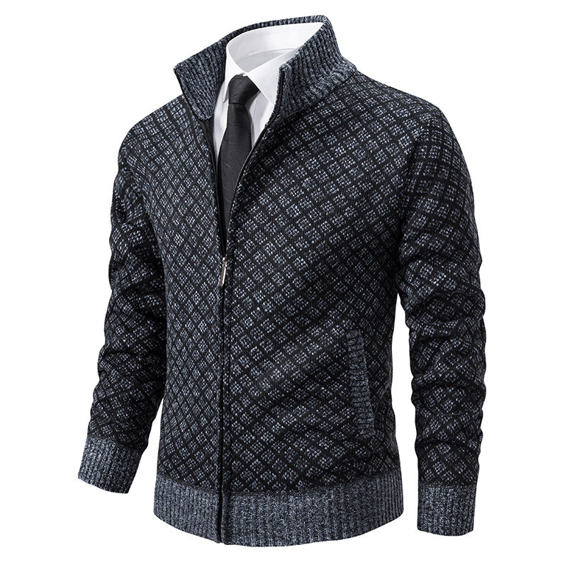 Herrenpullover aus Strick – Eleganter Pullover mit Reißverschluss und klassischem Muster