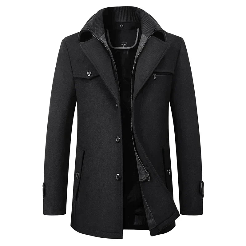 Gepolsterte Herren-Winterjacke – Warmer Mantel mit Stehkragen und Futter