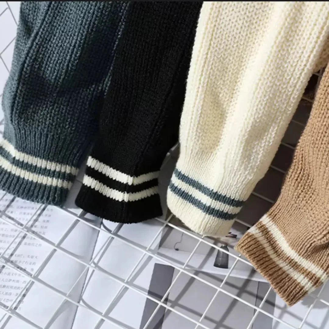 Men's Knit Sweater – Comfortable Casual Striped Sweater