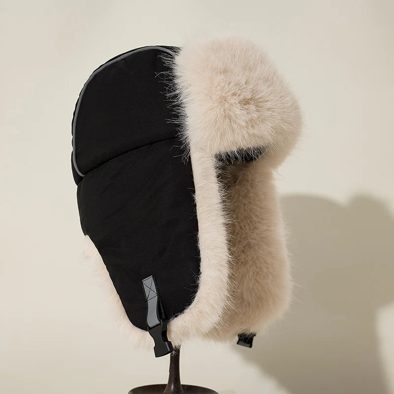 Luxury Winter Hat with Ear Protectors – Warm Pilot Chapka in Faux Fur