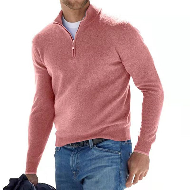 Men's Pullover with Zipped Collar Classic Style