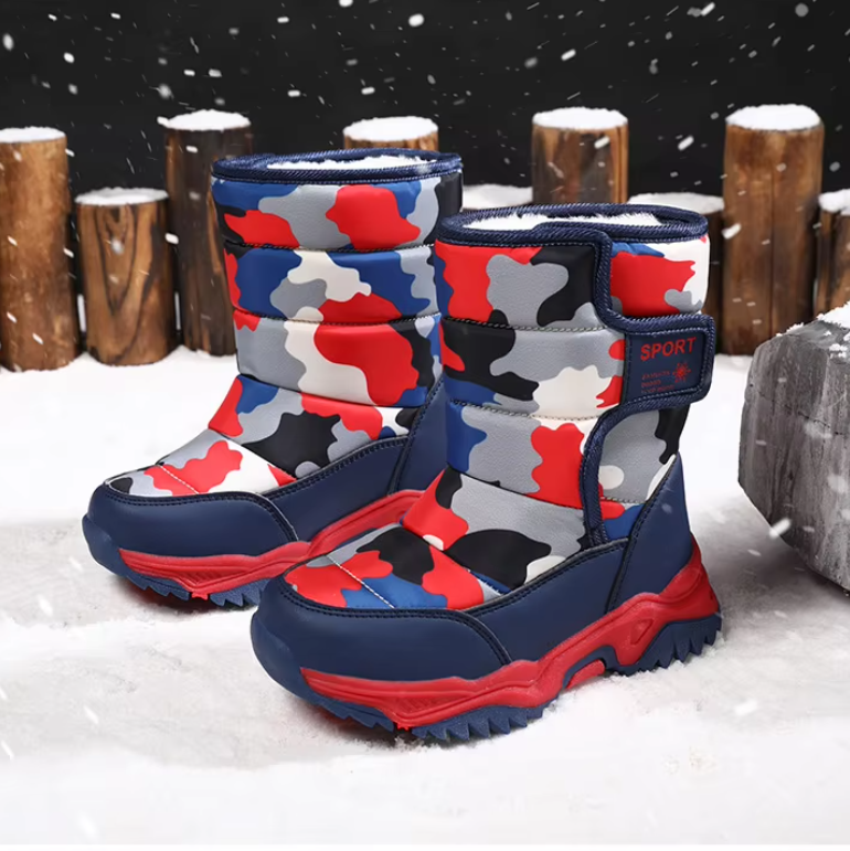 Winterstiefel für Kinder – Warme Schneestiefel mit Camouflage und rutschfester Sohle