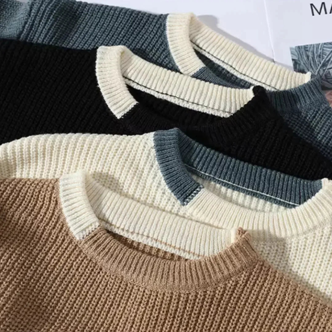 Men's Knit Sweater – Comfortable Casual Striped Sweater