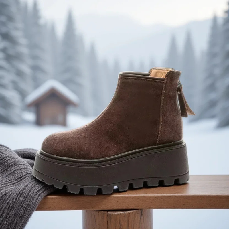 Bottines d’Hiver à Semelle Plateforme – Bottes Chaudes et Stylées pour Femmes