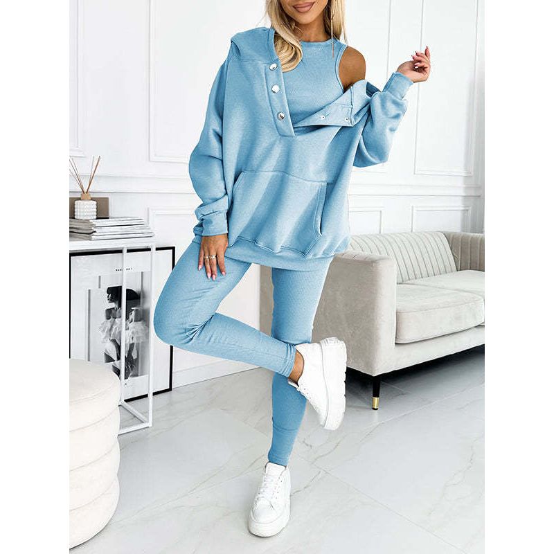 Damen-Trainingsanzug – Bequeme Kleidung mit Knopfpullover