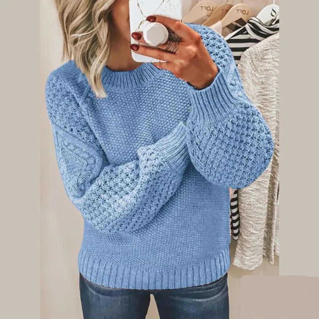Damenpullover mit strukturierten Ärmeln moderner Strickstil