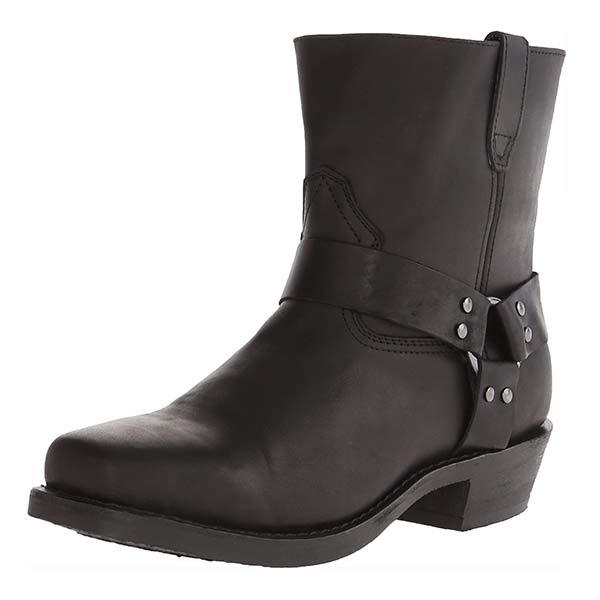 Bottes Western en Cuir avec Fermeture Éclair et Semelle Confort
