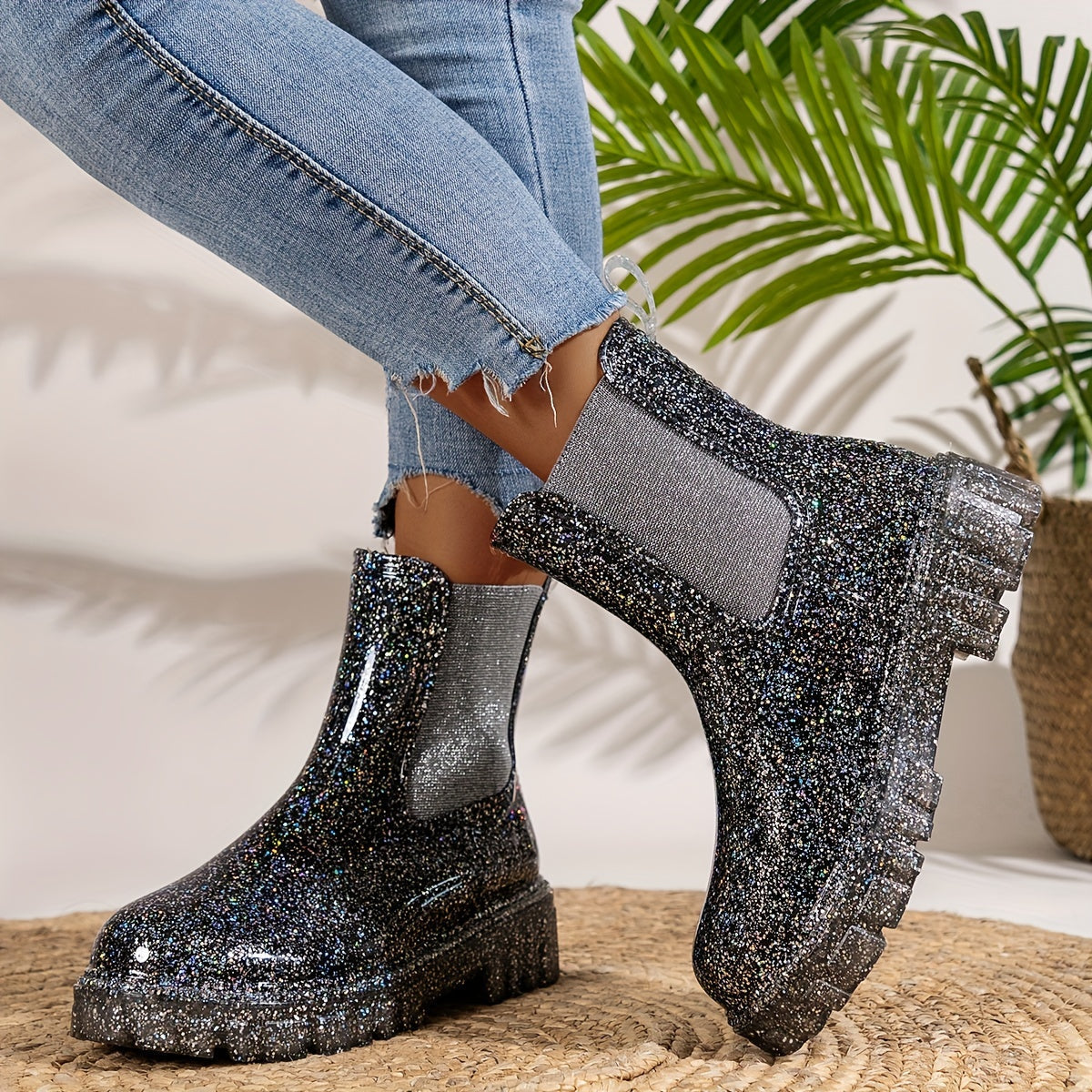 Chelsea Regenstiefel Damen – Wasserdichte Stiefeletten mit dicker Sohle