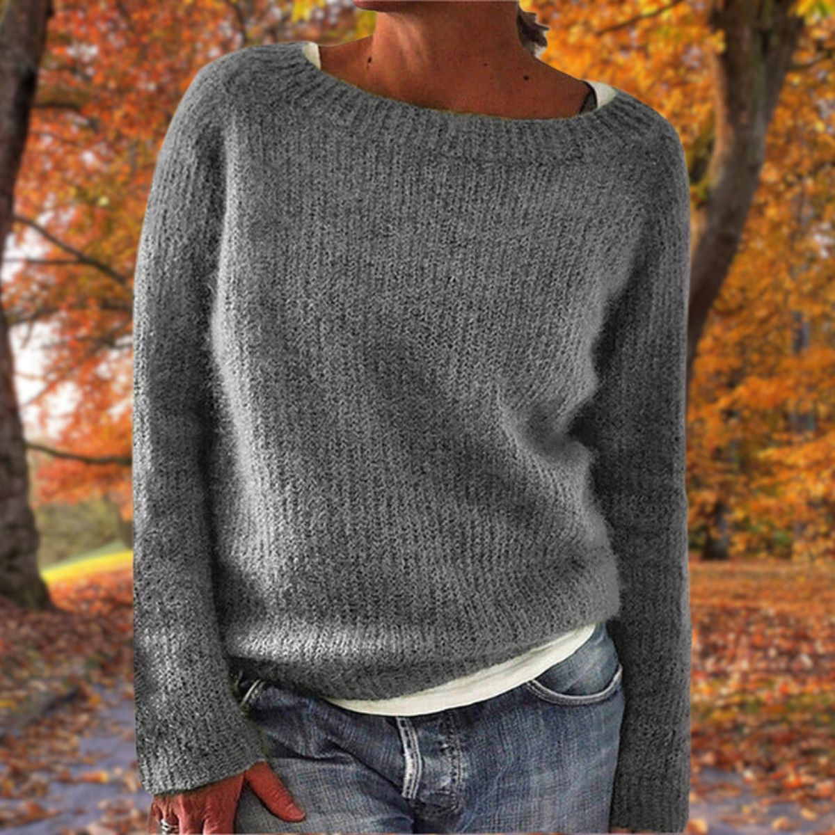 Weicher Herbstpullover aus Strick für Damen – Bequeme Weite Passform