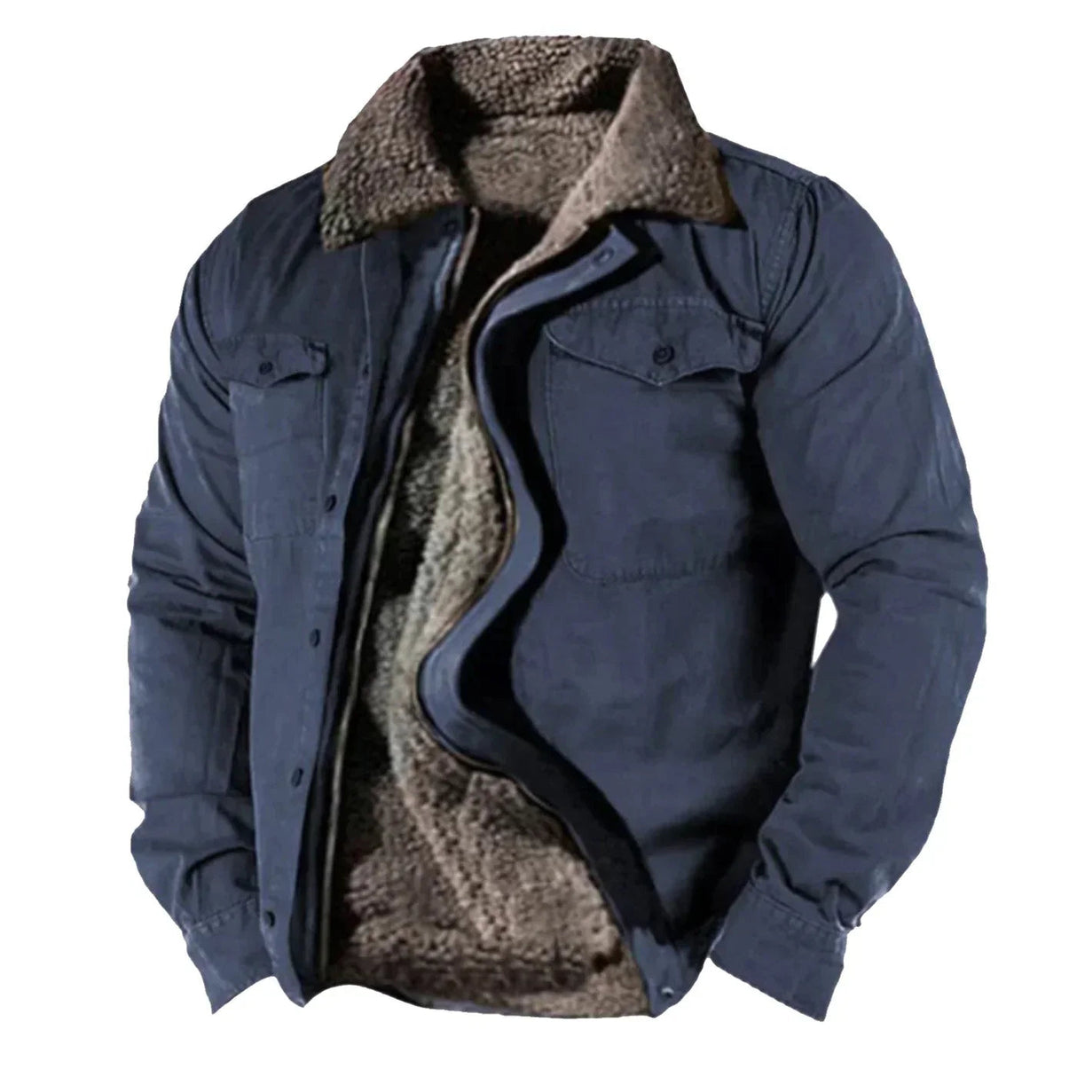 Manteau d’Hiver Homme Doublé – Élégant, Chaud et Pratique avec Fermeture Éclair et Poches