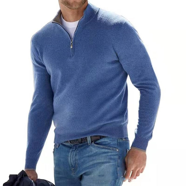 Men's Pullover with Zipped Collar Classic Style