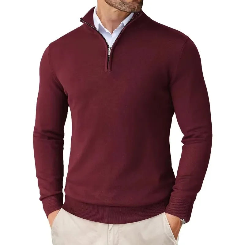 Herrenpullover mit halbem Reißverschluss – Klassischer Pullover mit modernem Schnitt