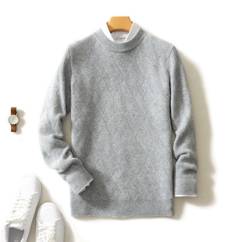 Herrenpullover uni – Weicher Strickpullover mit dezentem Muster