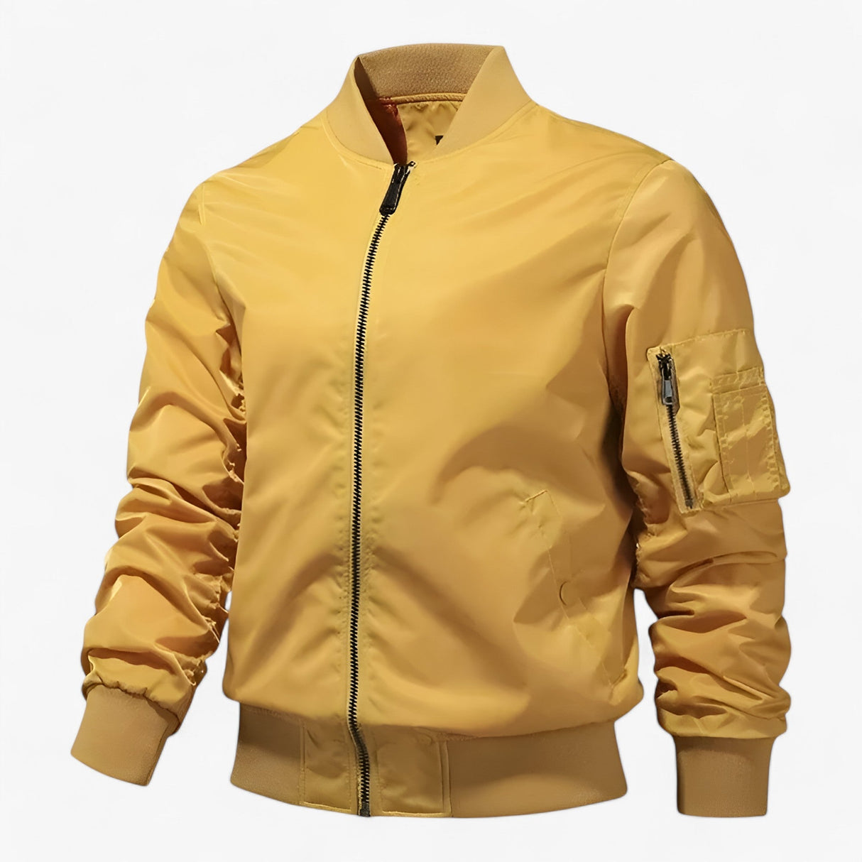 Herren Bomberjacke – Elegante glänzende Jacke mit Reißverschluss und Taschen