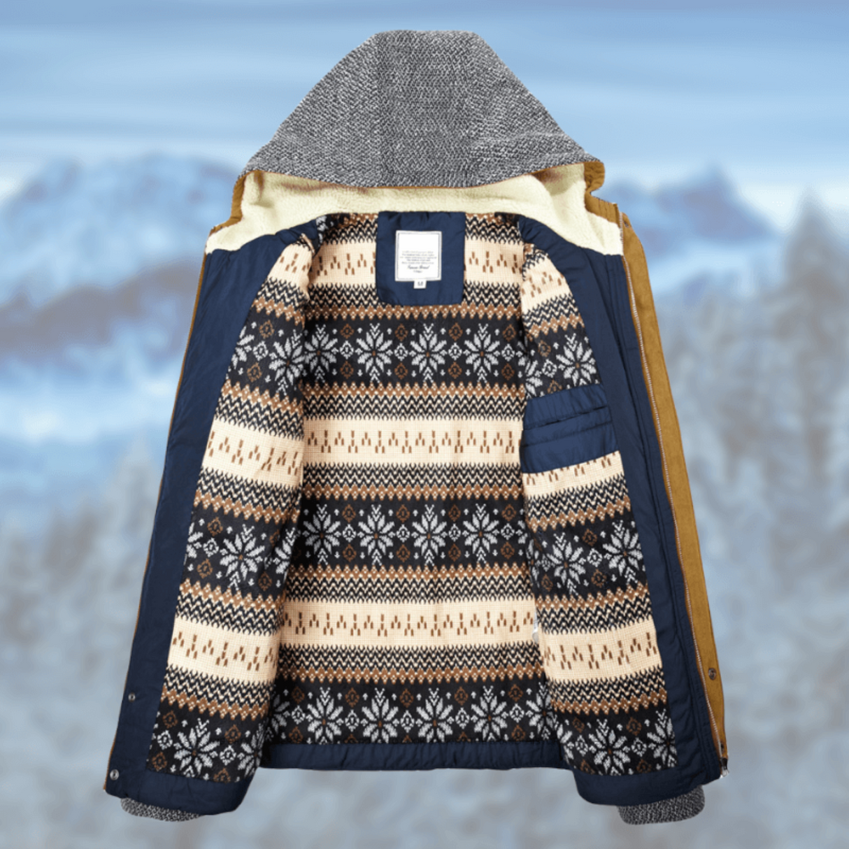 Herren Wintermantel mit Kapuze – Warme Steppjacke mit Mustern
