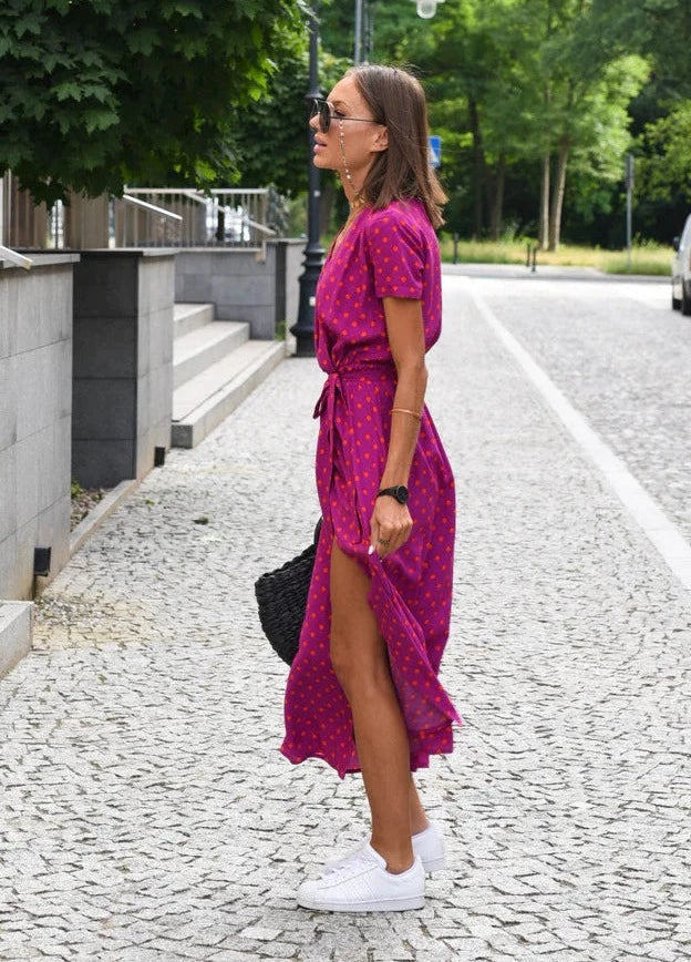 Maxikleid Boho Wickelkleid mit Trendigem Print