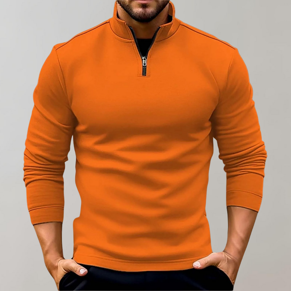 Men's Zip Collar Pullover with Slim Fit