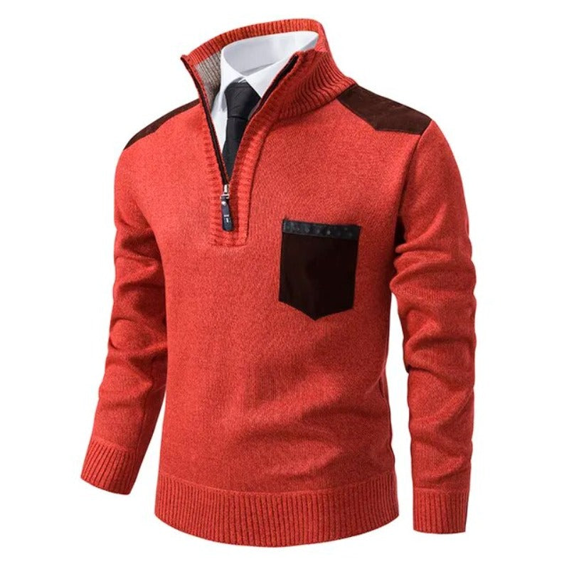 Herren-Pullover mit halbem Reißverschluss und Stehkragen – Eleganter und vielseitiger Stil