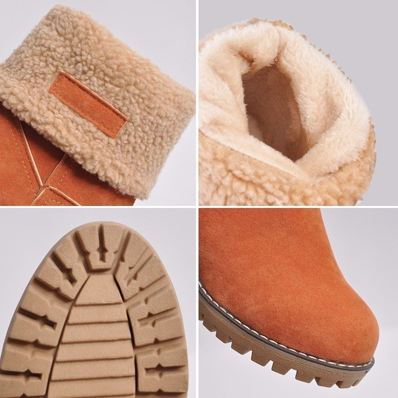 Warme Winterstiefel Damen – Gefütterte Stiefeletten mit Absatz und rutschfester Sohle
