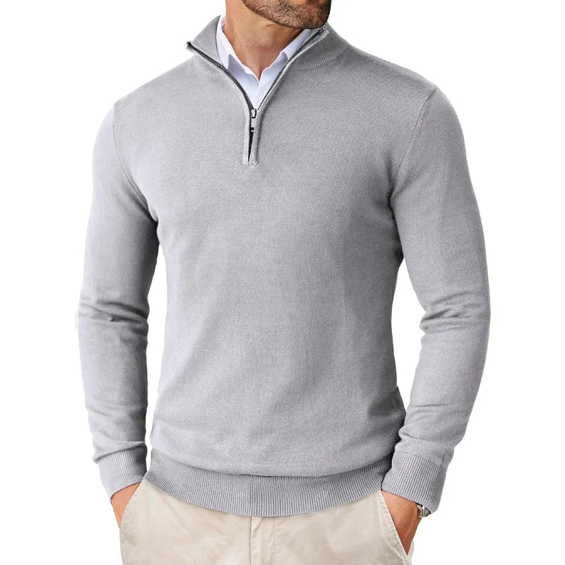 Herrenpullover mit halbem Reißverschluss – Klassischer Pullover mit modernem Schnitt