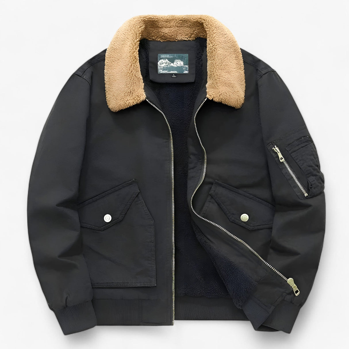 Bomberjacke Herren – Warme Winterjacke mit Teddy-Kragen