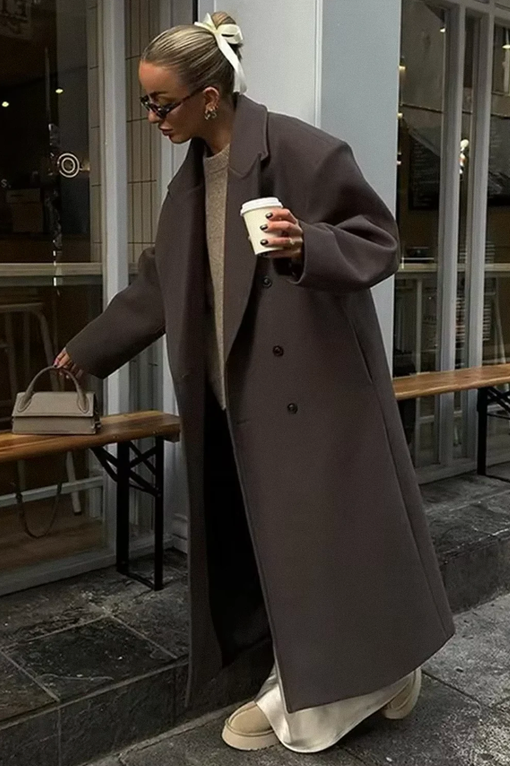 Oversize Damenmantel – Leicht Doppelreihig Frühling & Herbst
