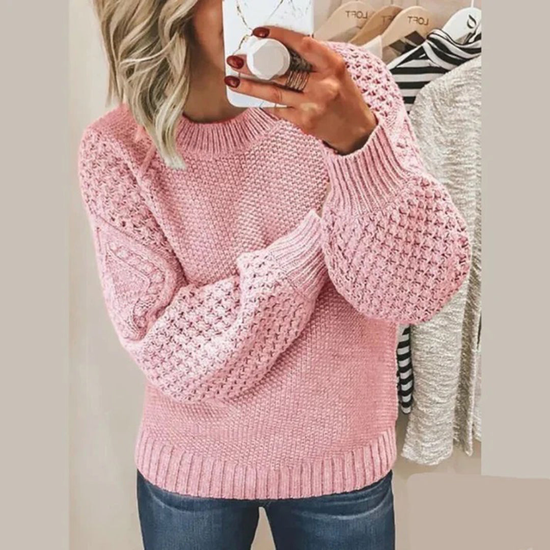 Damenpullover mit strukturierten Ärmeln moderner Strickstil