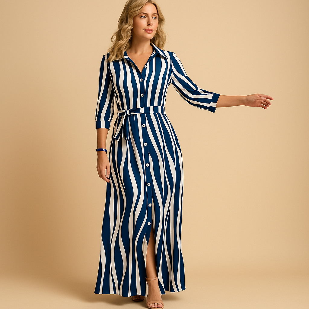 Sommerlangkleid für Damen aus atmungsaktivem Stoff mit kurzen Ärmeln