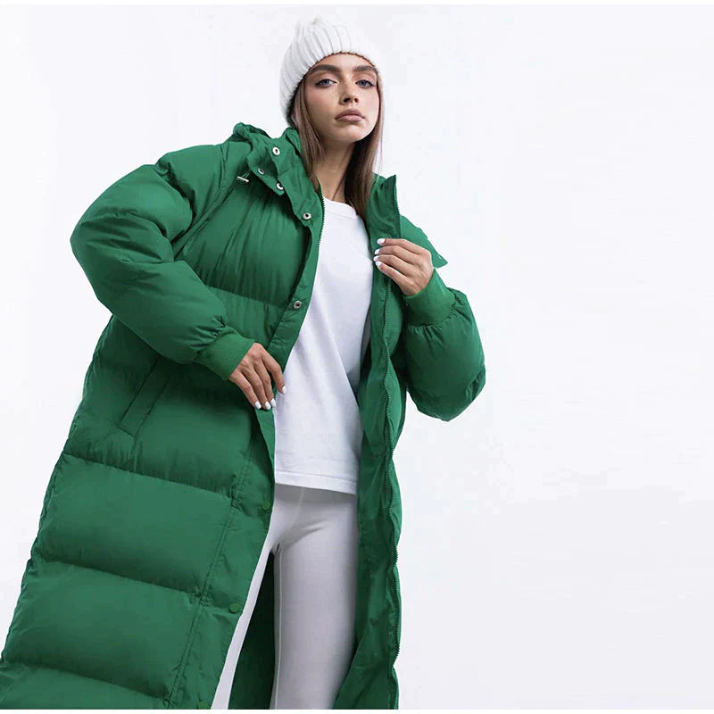 Langer Wintermantel für Damen mit Kapuze – Warm, Winddicht und Modisch