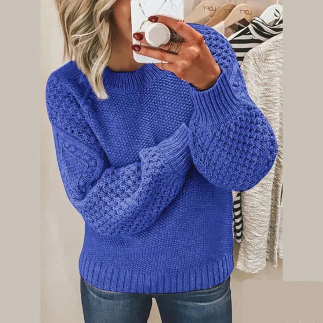 Damenpullover mit strukturierten Ärmeln moderner Strickstil