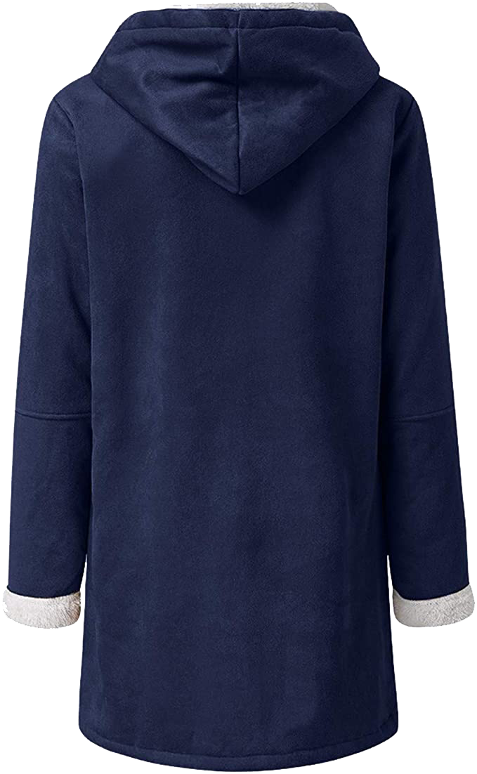 Damen-Wintermantel – Warme Sherpa-Jacke mit Kapuze und Knebelverschluss