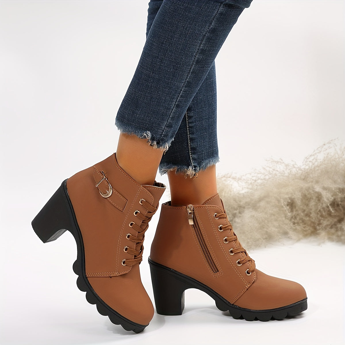 Schnürstiefel Damen – Trendige Stiefeletten mit Absatz und rutschfester Sohle