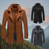 Herren-Wintermantel – Eleganter Mantel mit doppeltem Kragen und Reißverschlussverschluss